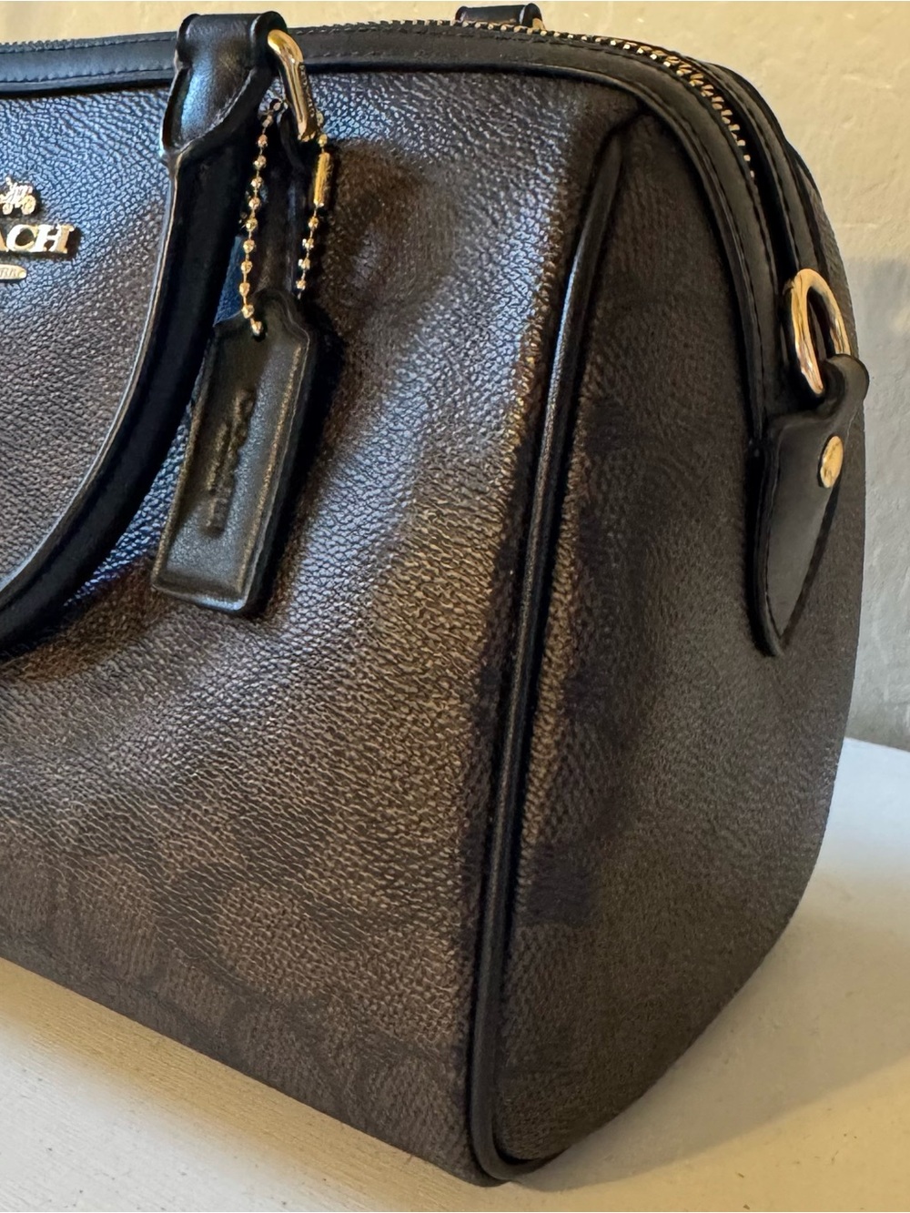Coach Rowan Crossbody NWT Dark Brown Black Leather & Canvas w Gold Hardware NWT - Picture 9 of 16